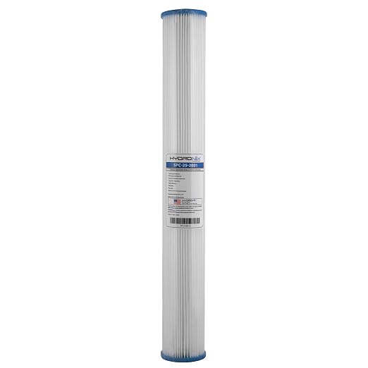 Hydronix SPC-25-2001 Universal Whole House Sediment Pleated Water Filter, Washable and Reusable, 2.5" x 20" - 1 Micron