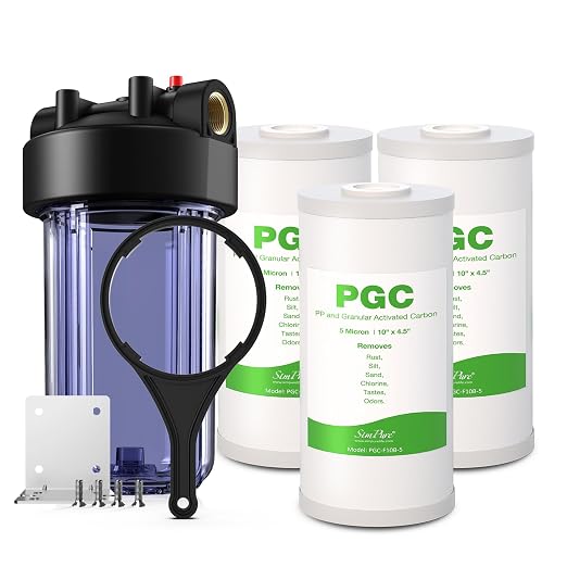 SimPure DB10C Water Filter Housing and 5 Micron 10" x 4.5" PGC Whole House Sediment Carbon Filters