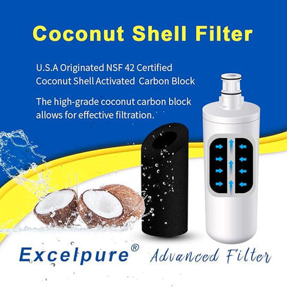 EXCELPURE 3US-AF01 Under Sink Water Filter Replacement for Filtrete Standard 3US-AF01 3US-AS01 Whirlpool WHCF-SRC WHCF-SUFC WHCF-SUF 4PACK