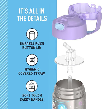 THERMOS FUNTAINER Water Bottle with Straw - 12 Ounce - Kids Stainless Steel Vacuum Insulated Water Bottle with Lid, Frozen 2