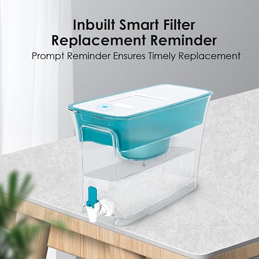Waterdrop WFD-40B Water Filter Dispenser, 35-Cup Capacity, Turquoise | 200-Gallon Long-Life Water Filter Pitcher, Large Capacity, Reduces Chlorine, PFOA/PFOS and More, BPA Free