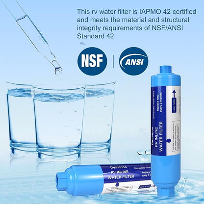 2 Pack RV Water Filter - Inline Hose Water Filter, NSF Tested Lead-Free, Advanced Filtration for Camping, RV Travel, Garden Watering
