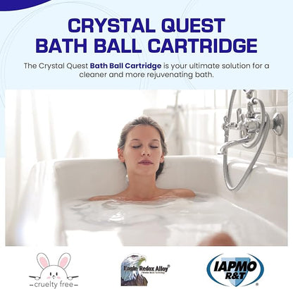 Crystal Quest Bath Ball Replacement Cartridge – Removes Chlorine, PFAS & Odors – Easy-to-Install Water Filter – Eco-Friendly, Durable & Skin-Safe – Built in the USA [4 Pack]