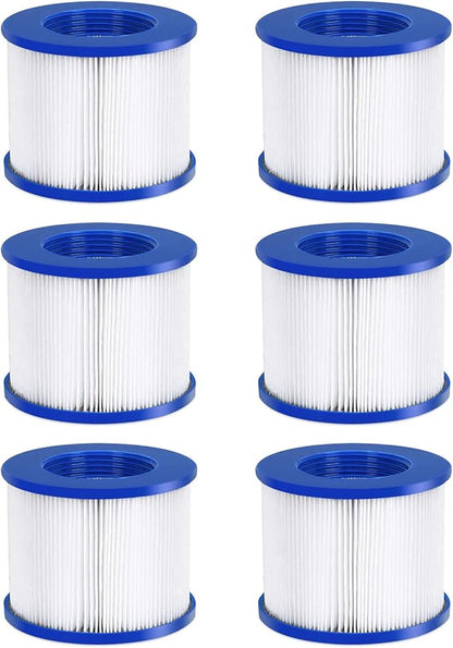 WEJOY AquaSpa Easy Set Pool Spa Hot Tub Filter Replacement Cartridges for Type PM_SPA-P154_Grey/Black/White/Wine, Fold White Filter Paper for Many Massage Pool Models(6 PCS)
