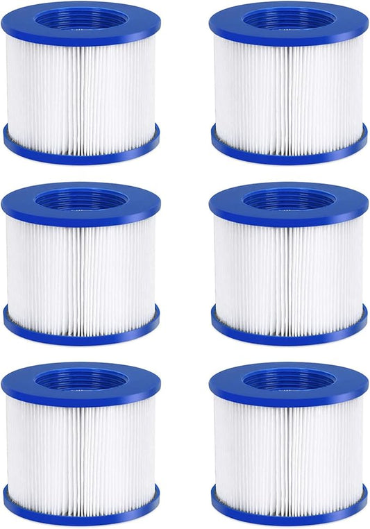 WEJOY AquaSpa Easy Set Pool Spa Hot Tub Filter Replacement Cartridges for Type PM_SPA-P154_Grey/Black/White/Wine, Fold White Filter Paper for Many Massage Pool Models(6 PCS)