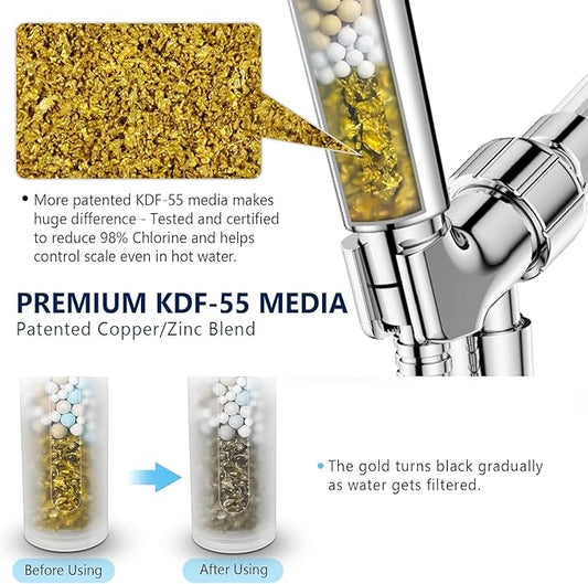 Shower Filter Replacement, Hard Water Softener, Upgraded KDF Filter Water Purifier Filter to Remove Chlorine, Heavy Metals & Sediments Impurities