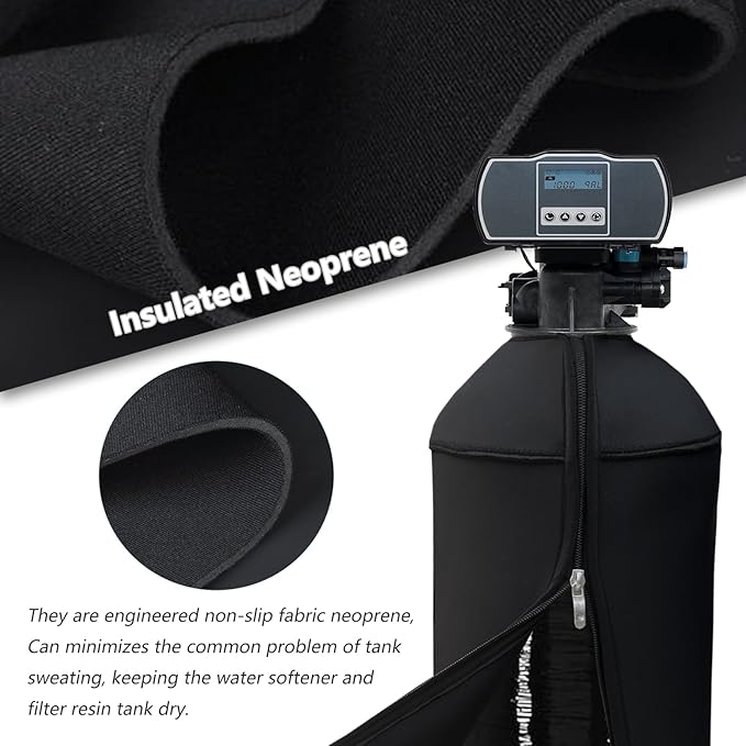 13x54 Inch Water Softener Tank Jacket - Insulated 3.5mm Neoprene Slip Sleeve to Prevent Sweating, Heavy-Duty Outdoor Water Softener Cover, Black
