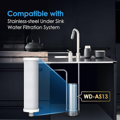 Waterdrop WF13 Under Sink Replacement Water Filter, Replacement for AS13/BS13/AP13, NSF/ANSI 42 Certified, 6 Stage Stainless Steel Under Sink Water