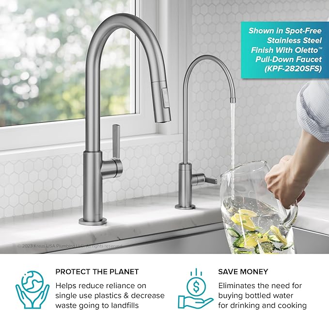KRAUS Oletto Single Handle Drinking Water Filter Faucet for Reverse Osmosis or Water Filtration System in Matte Black, FF-103MB