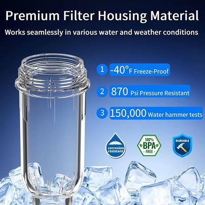 40 Micron Spin Down Sediment Filter,Reusable Sediment Water Filter,Washing Machine Water Filter,Whole House Pre-Filtration System for City Water & Well Water,25GPM,1" MNPT+3/4" FNPT+3/4" MNPT