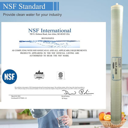 ULP-4040, 4040 ULP Membrane for Ultra Low Pressure Commercial Membrane, 2600GPD, TDS≤ 2000 ppm, Salt Rejection 99.3%, for Surfacewater, Groundwater, Tap and Municipal Water, NSF Certified