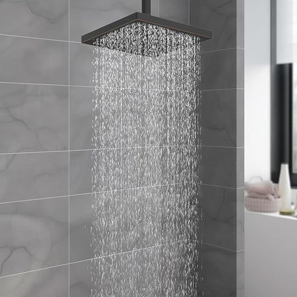 Hibbent Thickness Metal Rain Shower Head, 8 Inch High Pressure Rainfall Shower Head, Bathroom Waterfall Shower Heads, High Flow Fixed Showerheads with Adjustable Brass Ball Joint, Oil Rubbed Bronze