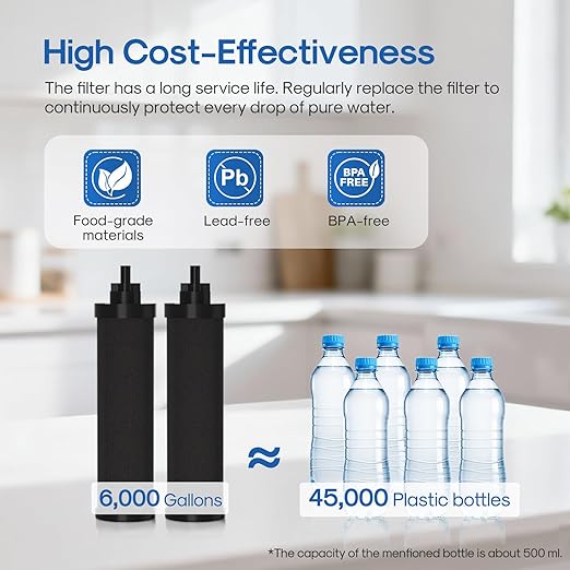 ICEPURE 2.25G Gravity-fed Water Filter System with Sight Glass Spigot, 304 Stainless Steel Countertop System, 2 Black Carbon Filters, Reduce 99% Chlorine, Lead for Home, Camping, Emergencies