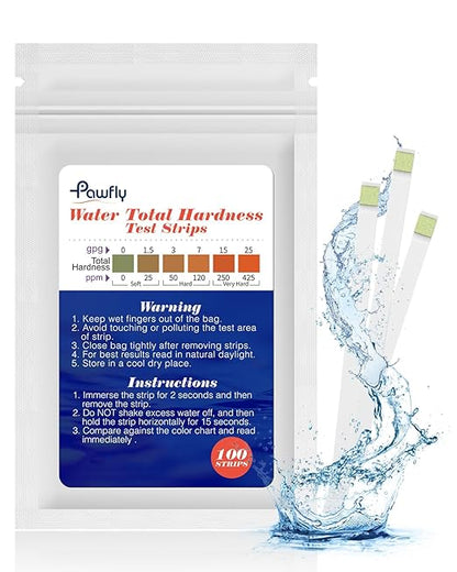 Pawfly Hardness Test Kit - 100 Strips for Drinking, Tap, Well, Pool & Spa Water - Quick & Accurate Calcium & Magnesium Test (0-425 PPM)