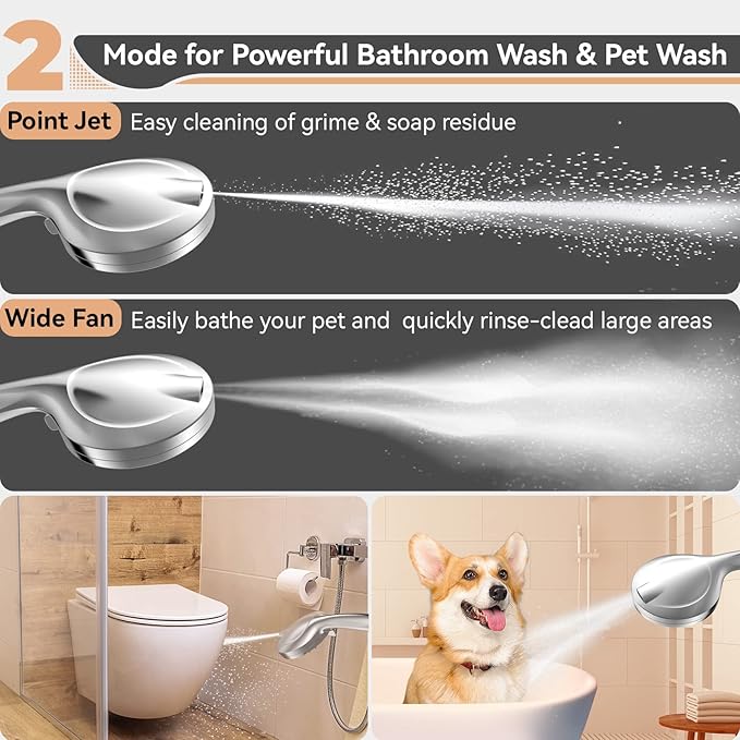 Shower Head, 15 Stage Filtered Shower Head for Hard Water, 10 Modes High Pressure Handheld Shower Head with 60" Hose and Bracket, Remove Chlorine and Harmful Substance