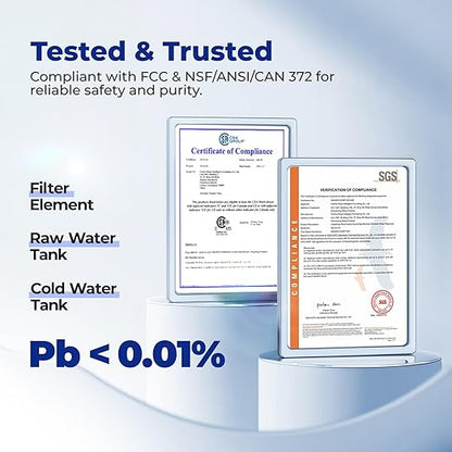 Mineral Countertop Reverse Osmosis System, 6-Stage RO Water Filter, 43℉ Chilled Water with UV-C Light, Large Capacity Tank, Autofill Pitcher, TDS Monitoring, Portable Purifier for Home