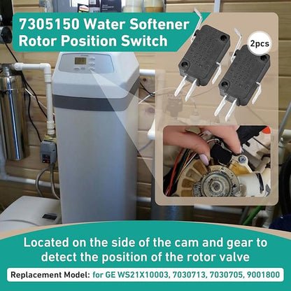 2 Pcs 7305150 Water Softener Rotor Position Switch Compatible with GE Kenmore Softener 7030705 7030713 9001800 WS21X10003 Models(Black)