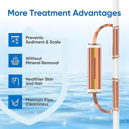Electronic Water Descaler System for Whole House, Salt-Free Water Softener - Compatible with Most Pipes, Prevents Limescale Build-Up, Easy Install & Maintenance-Free