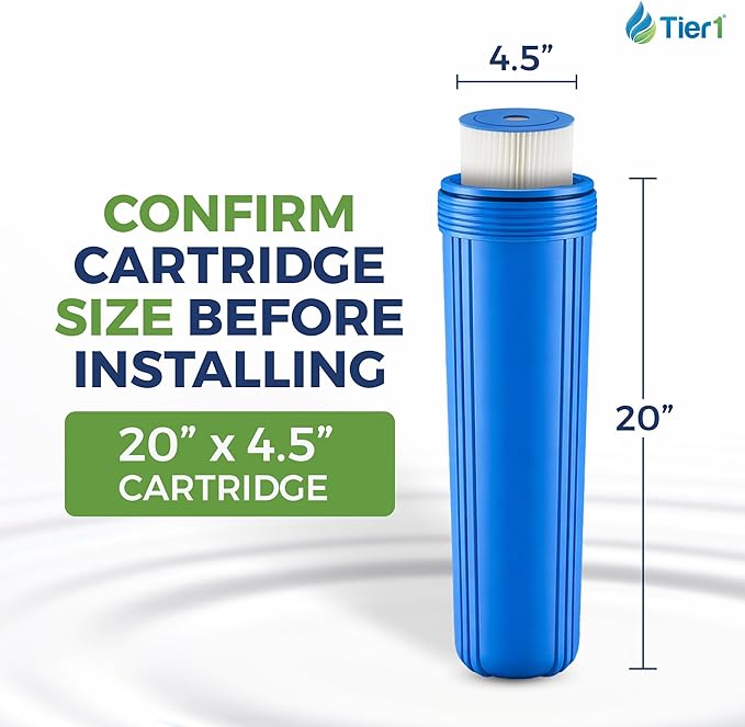 Tier1 50 Micron 20 x 4.5 Water Filter | Pleated Polyester Whole House Sediment Filter Cartridge | Replacement for Pentek ECP50-BB, 4PAY5, 255496-43 | High Flow 4.5 x 20 Entry Point Water Filter (3pk)