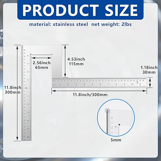 MorningRo 1 Pack Flange Angle Square Pipefitter Tools Stainless Steel Angle Flange of Squareness Water Pipelines System Heavy Duty Measuring Tool (11.8 x 11.8 Inches/ 300 x 300 mm)