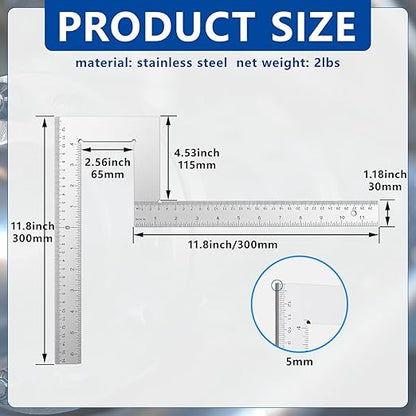 MorningRo 1 Pack Flange Angle Square Pipefitter Tools Stainless Steel Angle Flange of Squareness Water Pipelines System Heavy Duty Measuring Tool (11.8 x 11.8 Inches/ 300 x 300 mm)