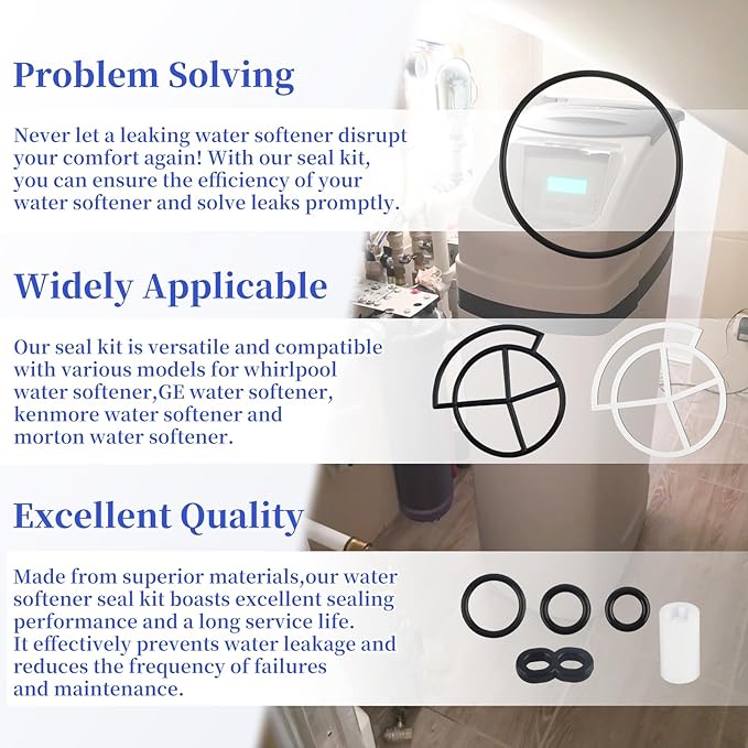 7129716 Water Softener Seal Kit for Whirlpool, GE, Kenmore, Morton - Replace 7092163, 7134224, WS35X10005