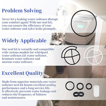 7129716 Water Softener Seal Kit for Whirlpool, GE, Kenmore, Morton - Replace 7092163, 7134224, WS35X10005