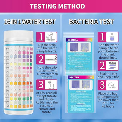 21 in 1 Water Testing Kits for Drinking Water - Accurate Drinking Water Test Kit - Water Test Strips for House Water Well and Tap Water for pH Hardness Chlorine Lead Iron Bacteria & More