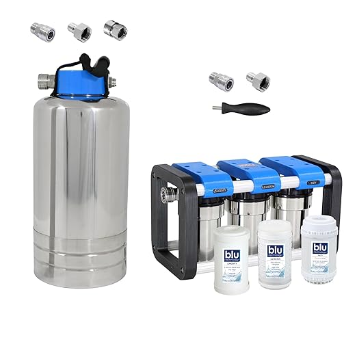 GoBluTech R3 Water Filtration Unit + Water Softener (Bundle) - 3 Stage Premium Filtration System, for RVs, Vans, and Boats - US Veteran Owned