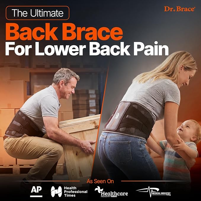DR. BRACE® Lower Back Brace for Men & Women for Lower Back Pain Relief, Revolutionary Versatile Splints System & Removable Lumbar Pad, Adjustable & Breathable Back Support Brace (41.3-47.2″)