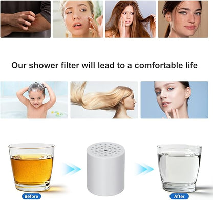 6 Pack Shower Filter Replacement Cartridge, 20 Stage Shower Filter Head for Hard Water, Universally Compatible With Any Similar Design, High Output Hard Water Filter Replacement Cartridge