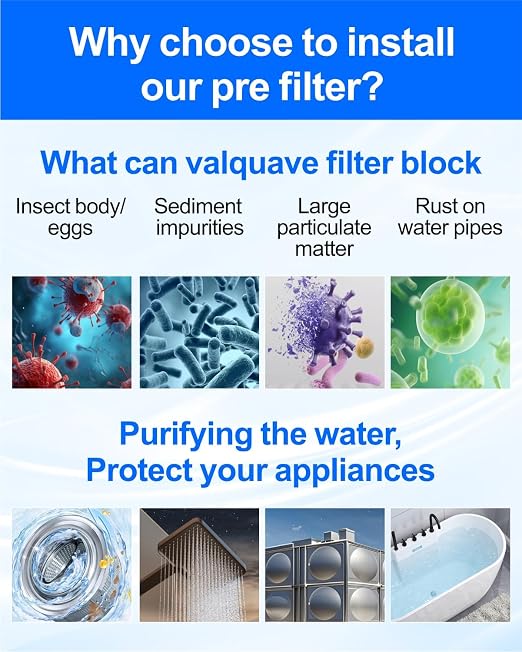 Whole House Water Filter, 1/2 Inch 40 Micron Spin Down Sediment Prefilter System, 3/4" MNPT,BPA-Free Heavy Duty Brass