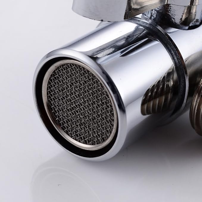 Kitchen Bathroom Sink Faucet Water Filter Diverter Valve for Push on 1/4 inch Tubing Replacement Part Adapter with M22 X M24 Connector, Polished Chrome