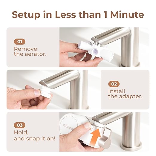 Waterdrop BFT1 Skincare Bathroom Sink Filter, Water Filter for Sink Faucet, 0.000001 mm, Reduces 99.9% Chlorine, Skin Redness & Scale Control, Water Softner, NSF Certified (1 Filter Included)