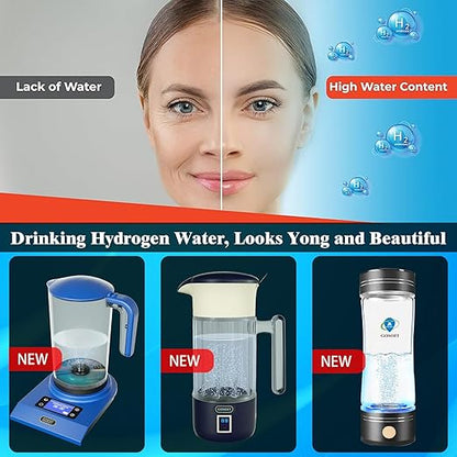 Hydrogen Water Bottle Maker Machine Hydrogen Water Generator Ionizer with SPE and PEM Technology (Dull Black)