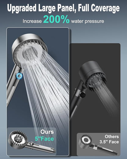 Ion Drops Filtered Shower Head with Handheld, High Pressure 4 Spray Mode Showerhead with Filters for Hard Water Softener, Handheld Shower Heads Filter with ON/OFF Switch for Pets (Gray)