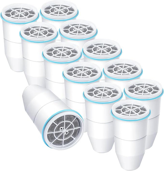 VIPHASES 6-Stage 0 TDS Water Filter Cartridge for Zero Pitchers, 12-Pack | 99.99% impurity removal. High-efficiency 12-pack replacement refills fit ZR-001, ZR-017, ZR-004, and more.