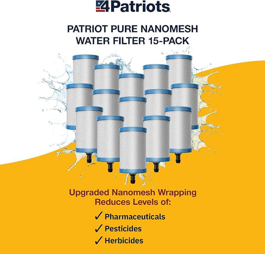 Patriot Pure Nanomesh™ Water Filter For 200+ Contaminants, Good for up to 800 gallons (15-Pack)