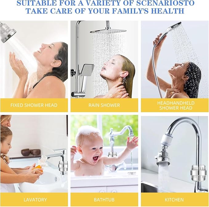 Shower Water Filter, 36-Stage High Output Filtered Shower Head, Shower Head Filter for Hard Water for Hard Water, Removes Chlorine, Fluoride (3 Pcs Shower Filter)