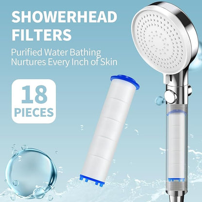 18 Pack Shower Filter Shower Head Filter PP Cotton Filter Handheld, Filter Replacement Filter Tool Suitable for Various Specifications of Shower Heads (3.74 inches)