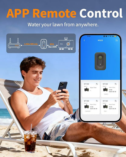 Diivoo Brass 4 Outlets WiFi Water Timer | App Remote Control, 24 Custom Schedules, Rain Delay & Mist Mode for Lawn, Compatible with Alexa/Google Assistant
