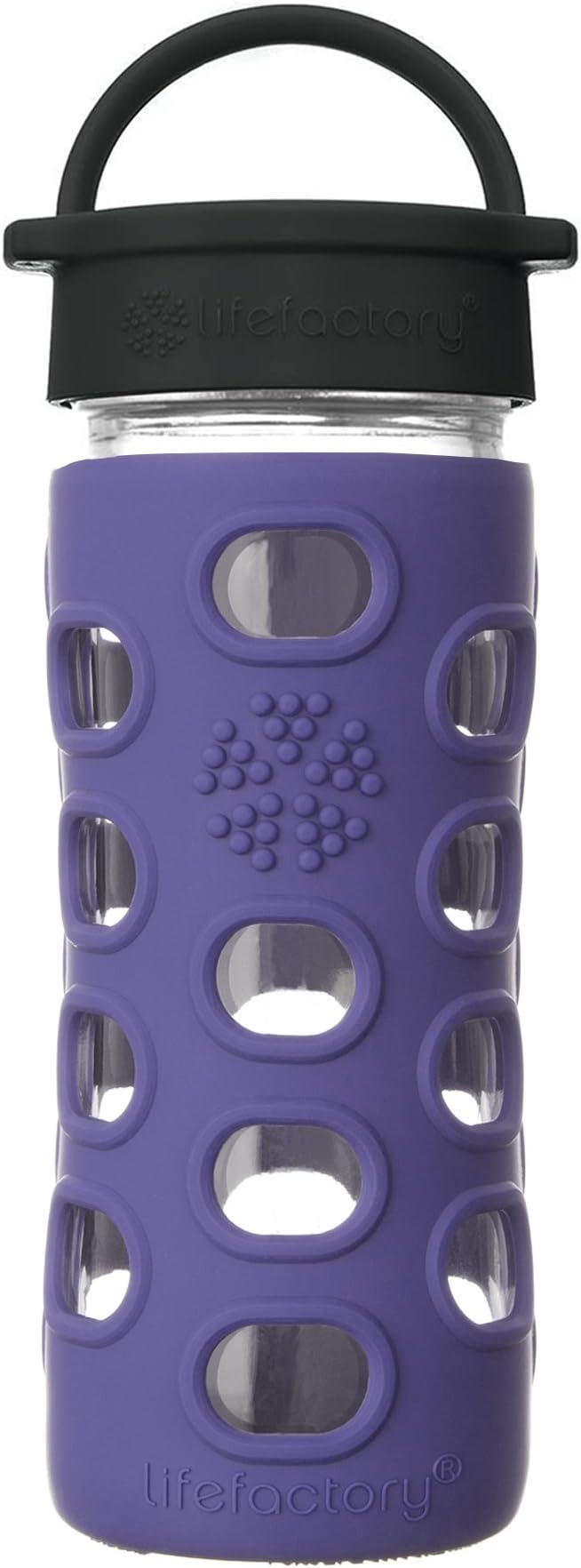 Lifefactory 12-Ounce BPA-Free Glass Water Bottle with Classic Cap and Protective Silicone Sleeve, Iris