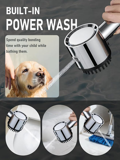 Cobbe Filtered Shower Head with Handheld, High Pressure 5 Spray Mode Showerhead with Filters, Built-in Power Wash for Hard Water, Chrome