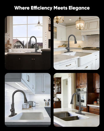 WEWE Vintage Kitchen Faucet with Pull Down Sprayer, Stainless Steel 1 or 3 Hole High Arc Single Handle Antique Sink Faucet for Classic Modern Ktichen, Oil Rubbed Bronze Bar & Prep Sinks