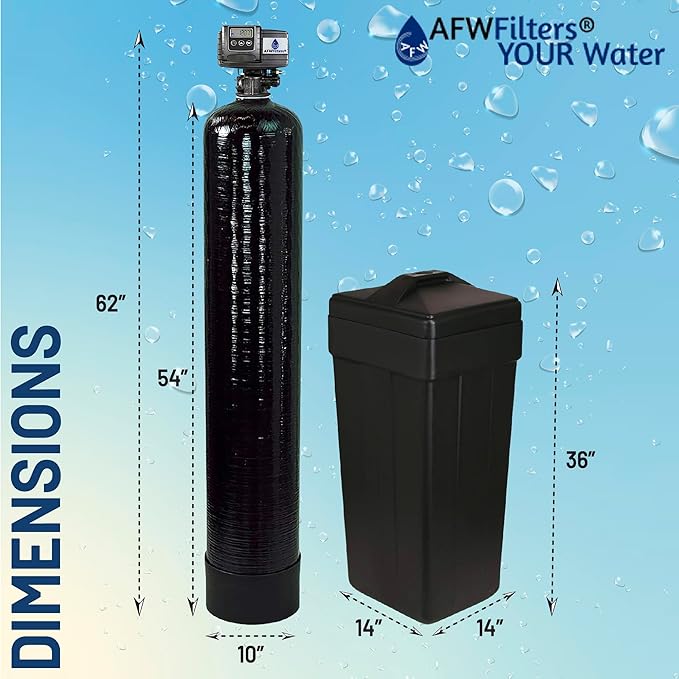 AFWFilters Premium Fleck 5600 SXT Meter Demand Water Softener - 48,000 Grain Capacity with 10% Long Life Crosslink Resin