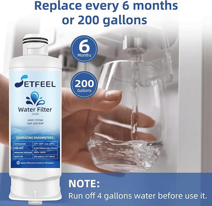 HAF-QIN Refrigerator Water Filter for Samsung HAF-QIN/EXP, Carbon Block Filtration, DA97-17376B Rs27t5200sr hafqin Rs22t5201sr Rf27t5241sr Rf29a9671sr, Bespoke Water Filter 3 PacK SETFEEL