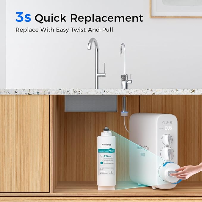 Waterdrop G3P800-RO Filter, Replacement for Waterdrop G3P800 Tankless Reverse Osmosis Water Filter, Reduce PFAS, 2-year Lifetime