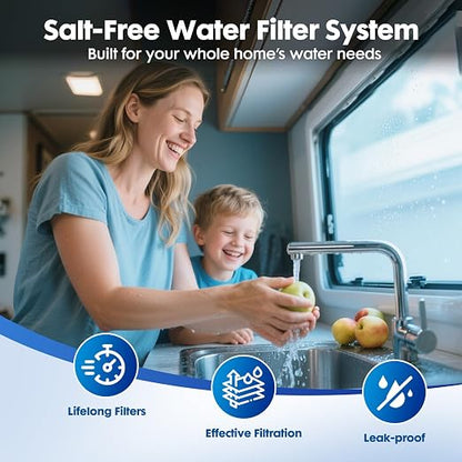 Salt Free Water Softener Systems Replacement Cartridge, 20 x 2.5‘’ Whole House Water Softener, Highly Reduces Hardness, Limescale, Chlorine & Odor, Delivers Pure & Healthy Water| Protect Appliances