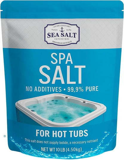 Spa Salt for All Spa Systems and Chlorine Generators – Hot Tub Salts for Ace Freshwater, Hotspring, Jacuzzi, Caldera, and Chloromatic – 10 Lbs Bag by Sea Salt Superstore