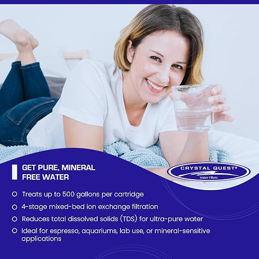 Crystal Quest Demineralizer (DI) Water Filter Pitcher Cartridge – Advanced Filtration for Clean, Healthy Water, Removes Contaminants, Long-Lasting, Easy Installation, 500 Gallons Capacity [Pack of 2]